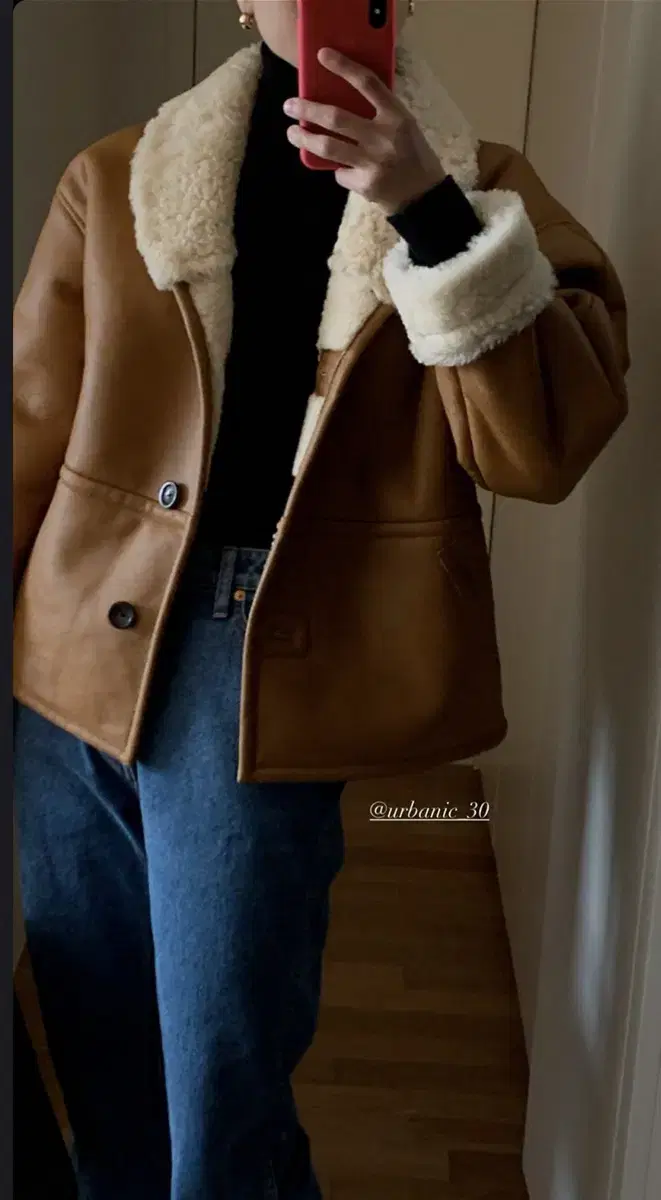 새상품 얼바닉30 양가죽 무스탕 retro shearling jacket