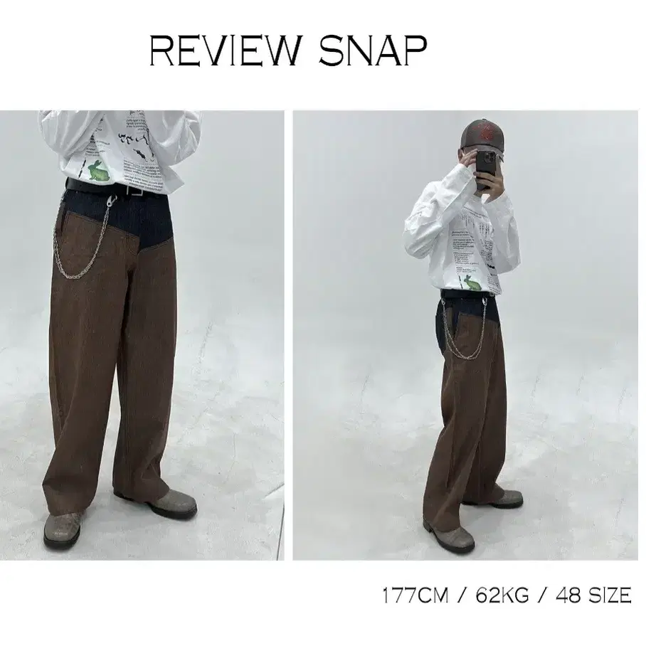 (택달린새제품)CUT OFF WIDE DENIM PANTS BROWN