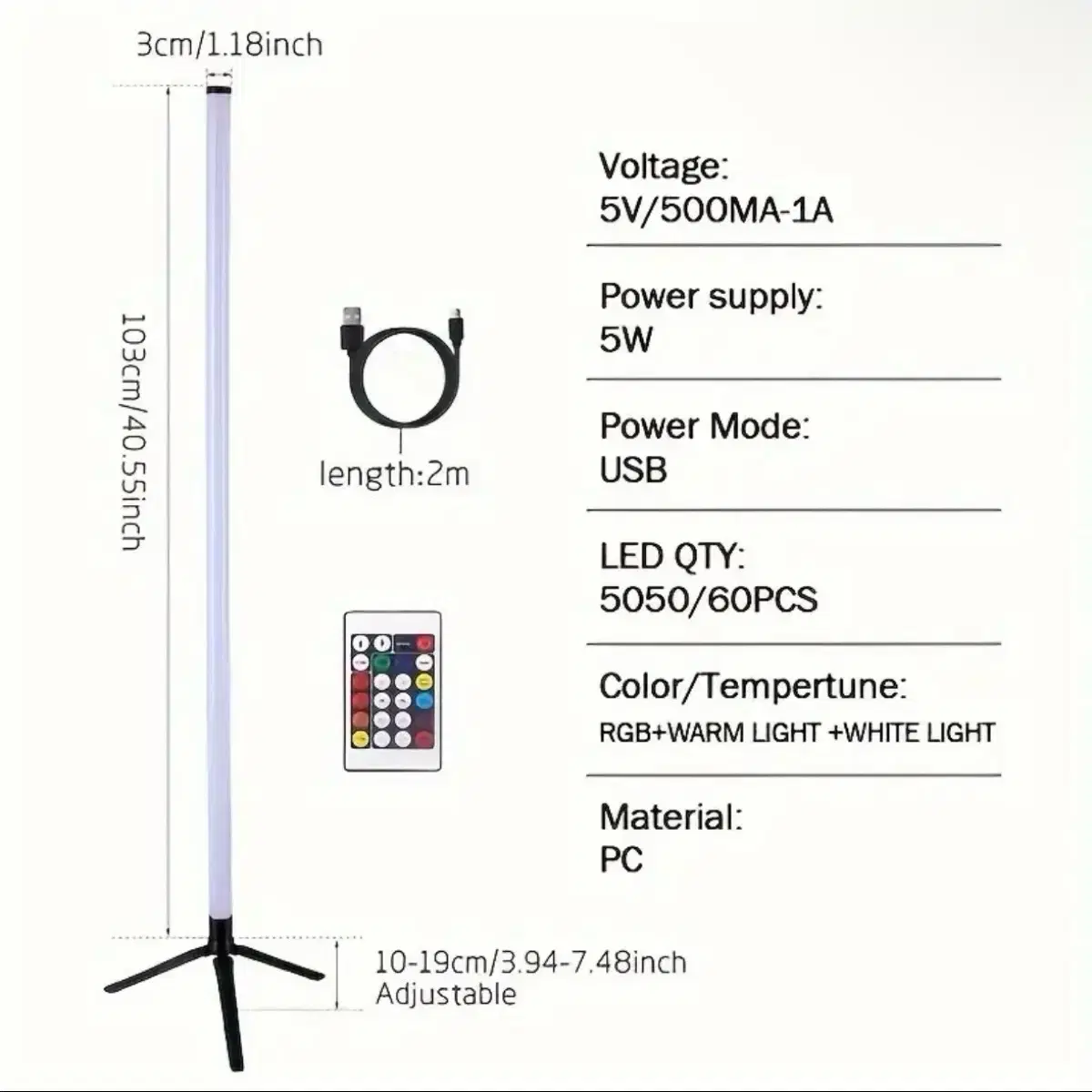 LED RGB 스탠드 유튜브 무드등 조명 (새상품)