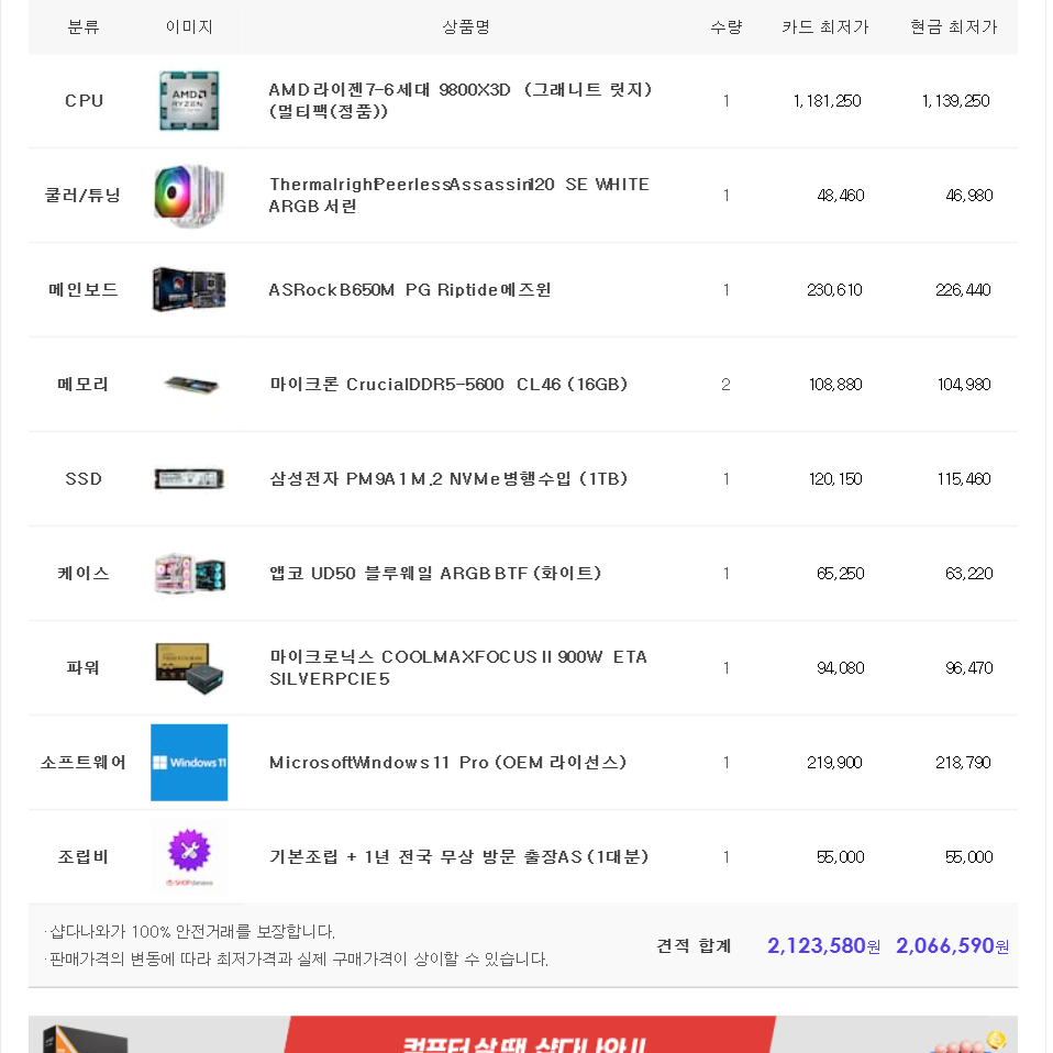 (새제품)9800X3D/램32/1TB 반본체 게임풀옵 PC본체데스크탑 최