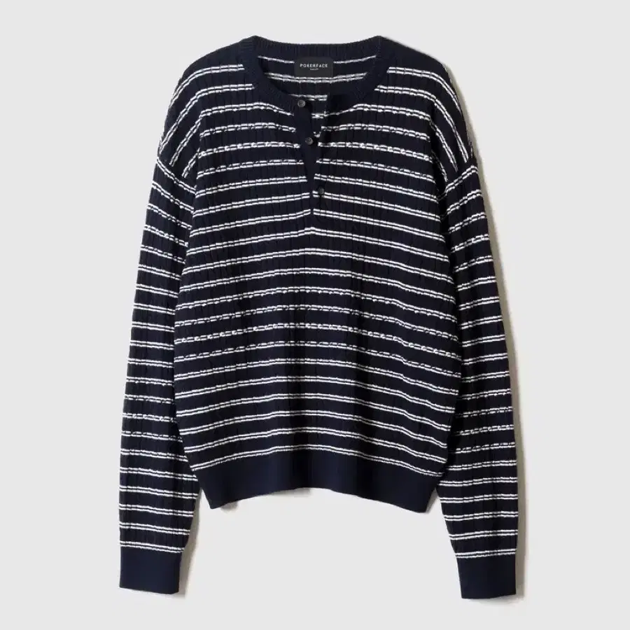 [50] 포커페이스 CABLE STRIPE HENLEY NECK KNIT