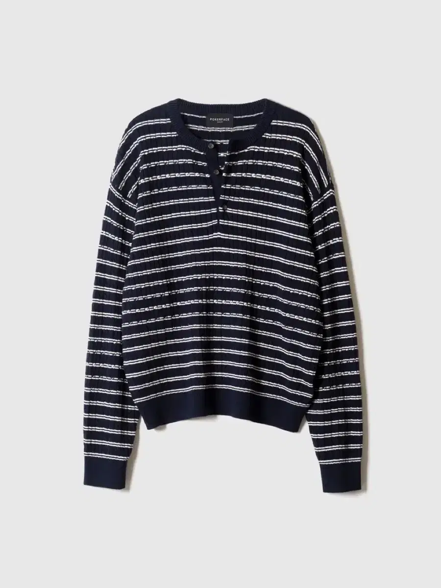 [50] 포커페이스 CABLE STRIPE HENLEY NECK KNIT