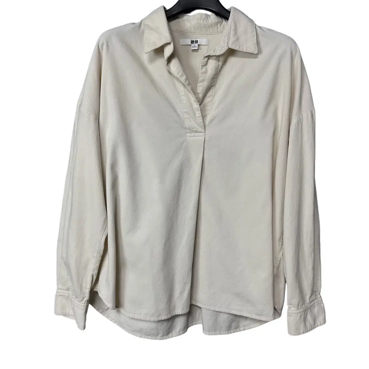 S Uniqlo Women's Ivory Corduroy Half Shirt