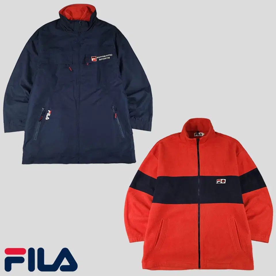 FILA 필라 휠라 JP 80s 네이비 어센틱 스포츠 자수 올드스쿨 바람