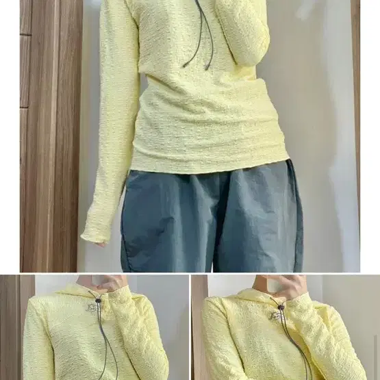 스컬프터 E-string crinkle hoodie lemon [L]