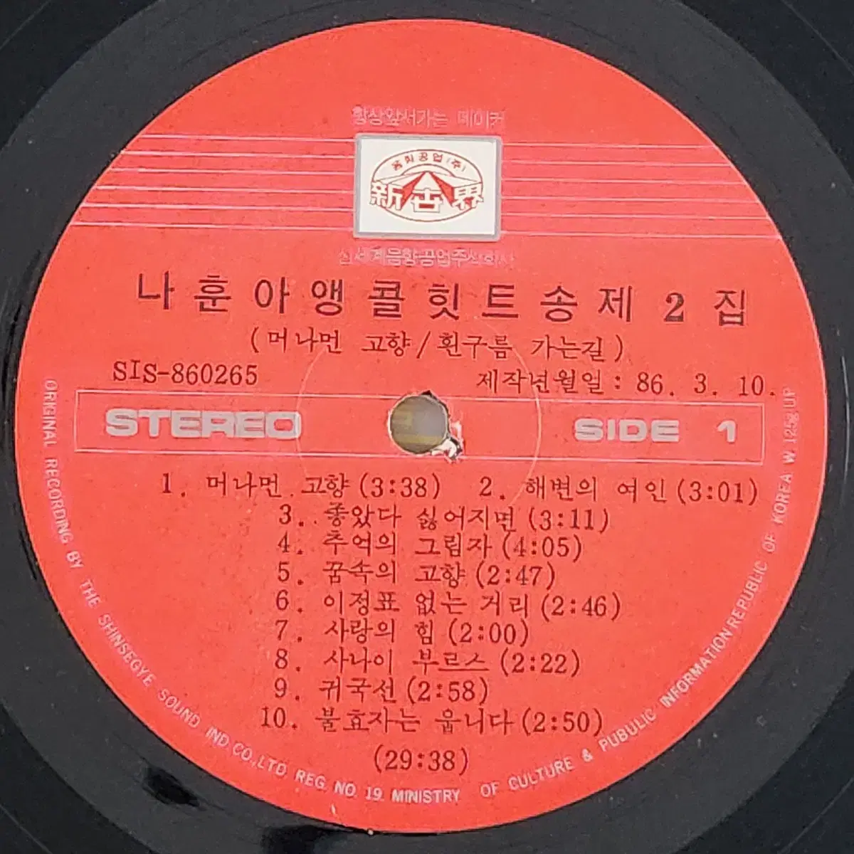 나훈아 앵콜힛트송 제2집 LP (머나먼 고향/흰구름 가는길)