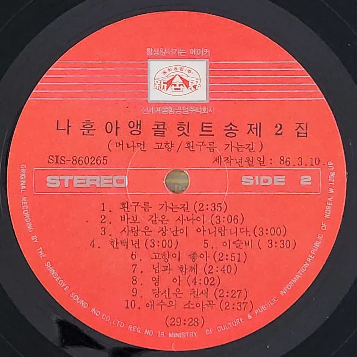 나훈아 앵콜힛트송 제2집 LP (머나먼 고향/흰구름 가는길)