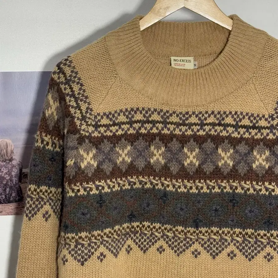 L/ Vintage Nordic beige Sweater /N41