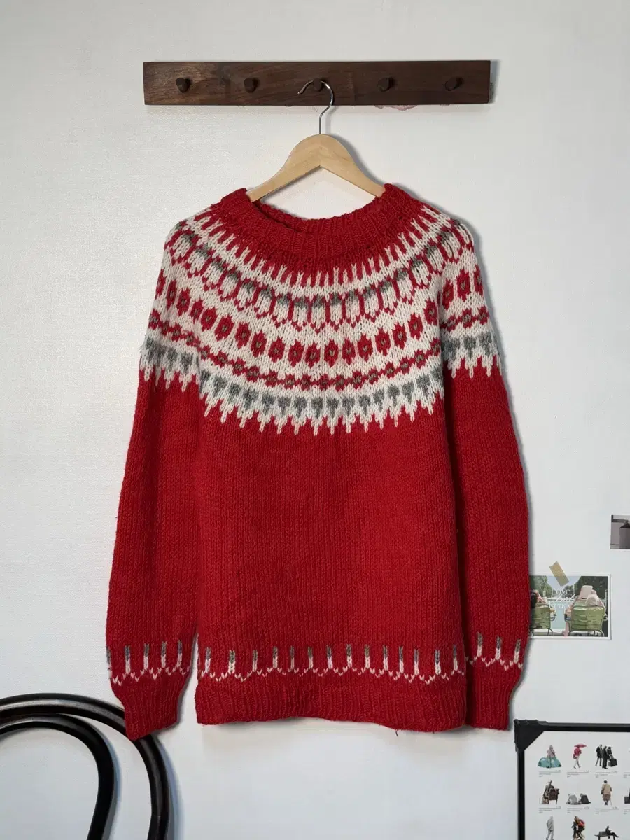 L/ Red Fair Isle Sweater/N47