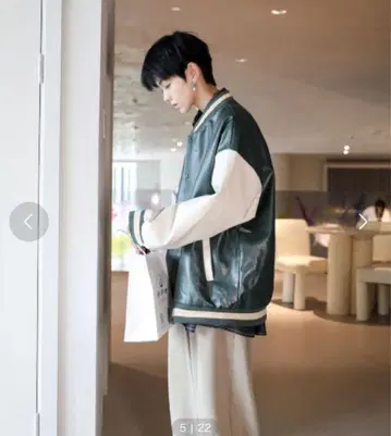 빅 실루엣 PU 페이크 레더 스타잔