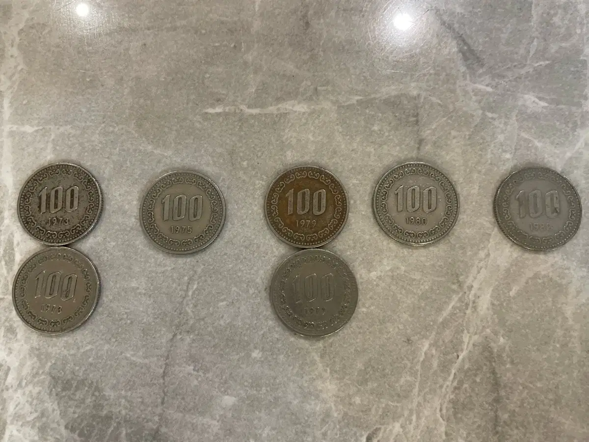 100원 동전 1973 1975 1979 1980 1982 옛날 동전