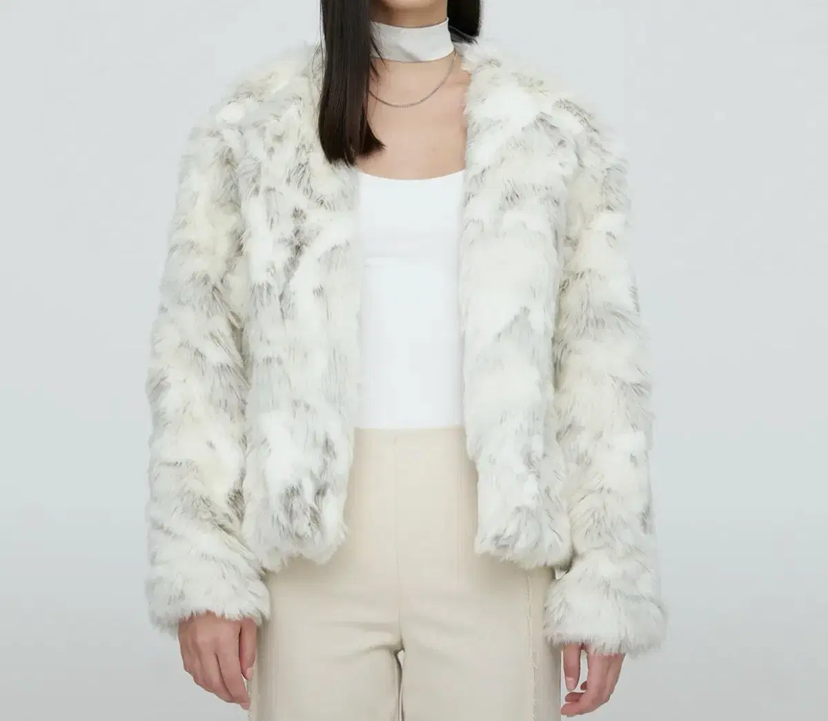 나체 FAINT FUR JACKET&SCARF CREAM 퍼자켓