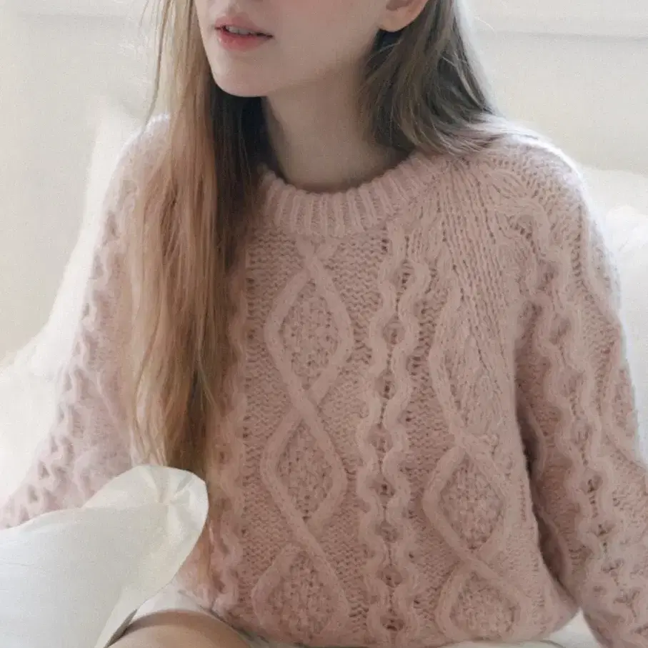 레테라 Heavywool Alpaca Fisherman Knit pink