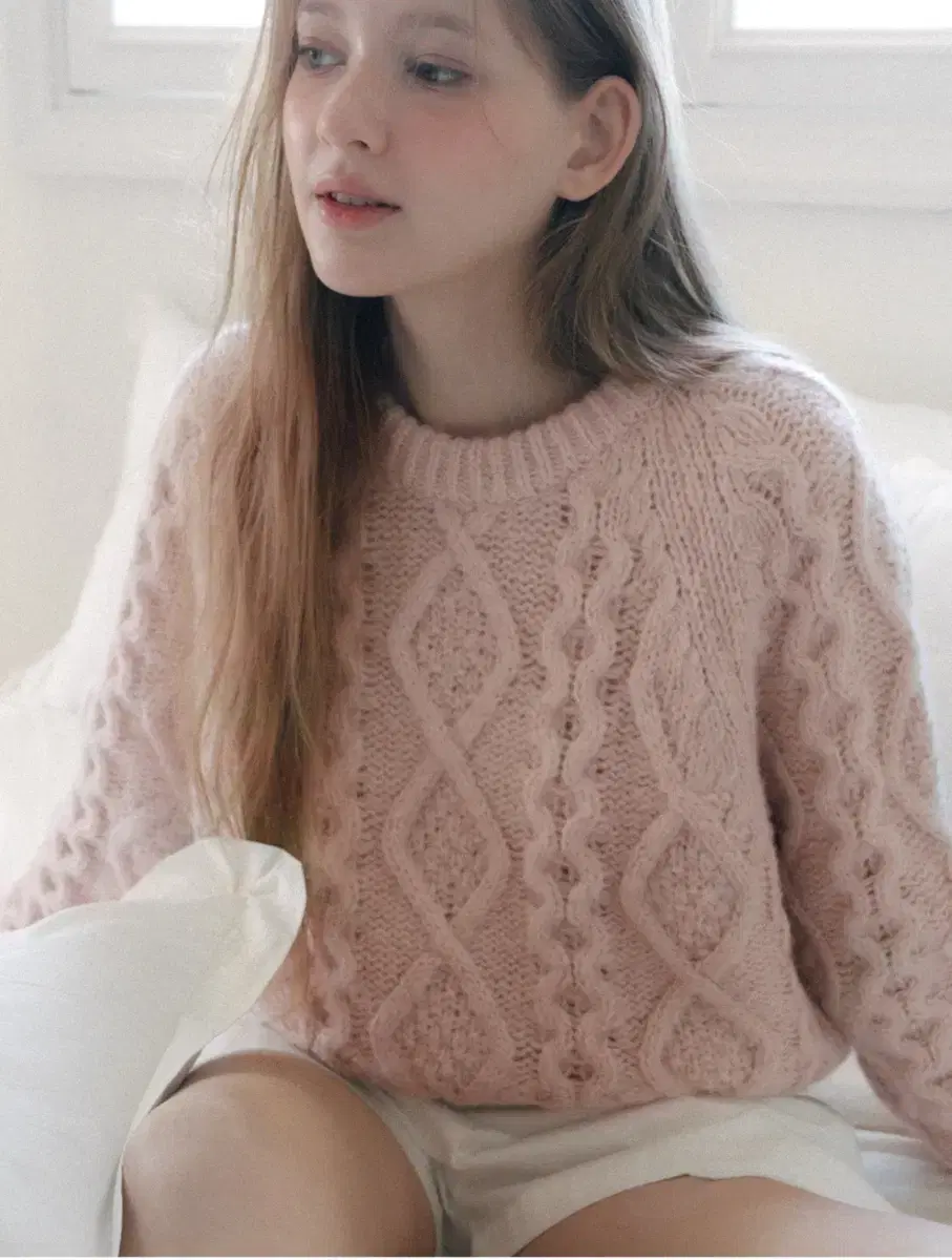 레테라 Heavywool Alpaca Fisherman Knit pink