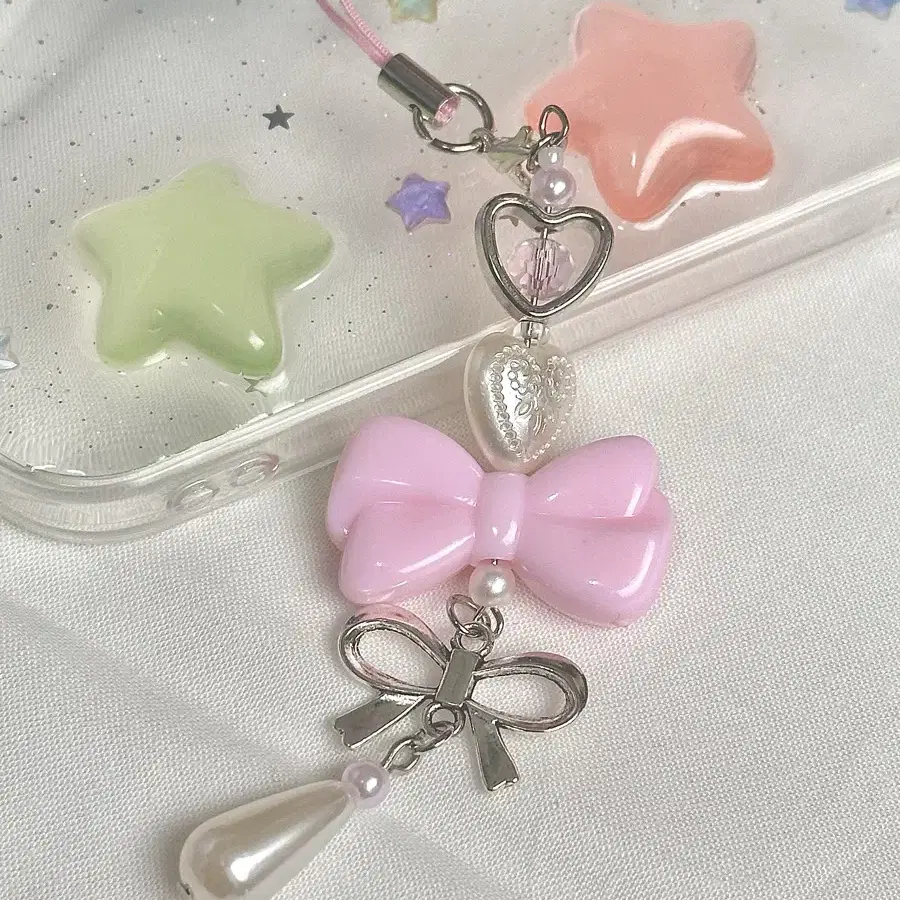 딸기우유 리본 키링 strawberry milk keyring