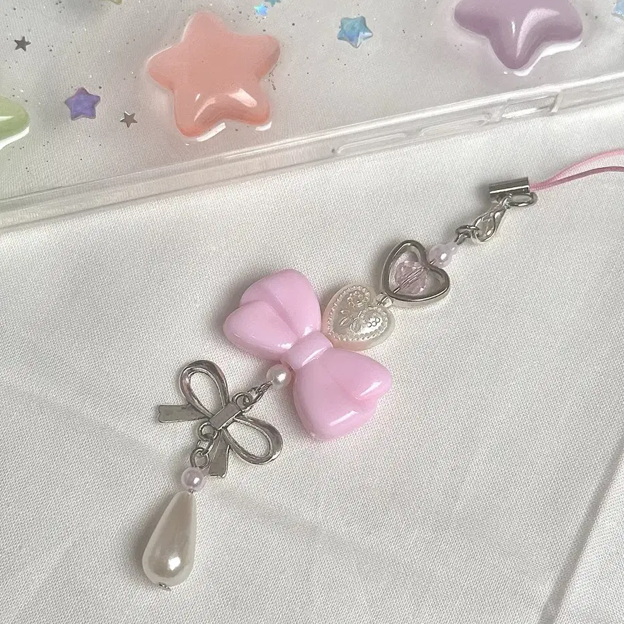 딸기우유 리본 키링 strawberry milk keyring