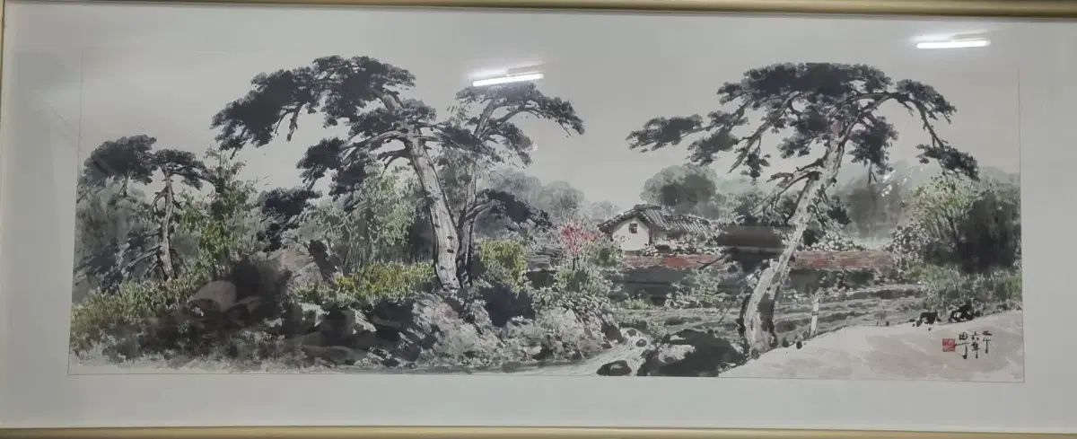 전정 박항환/진품/2006년작품/그림/현판산수화/액자/심사위원/국전작가