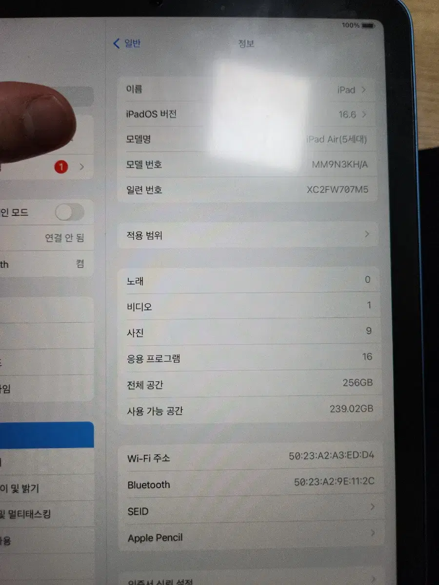 (급처 직거래만 )아이패드 에어5세대 256gb  + 정품 애플 펜슬