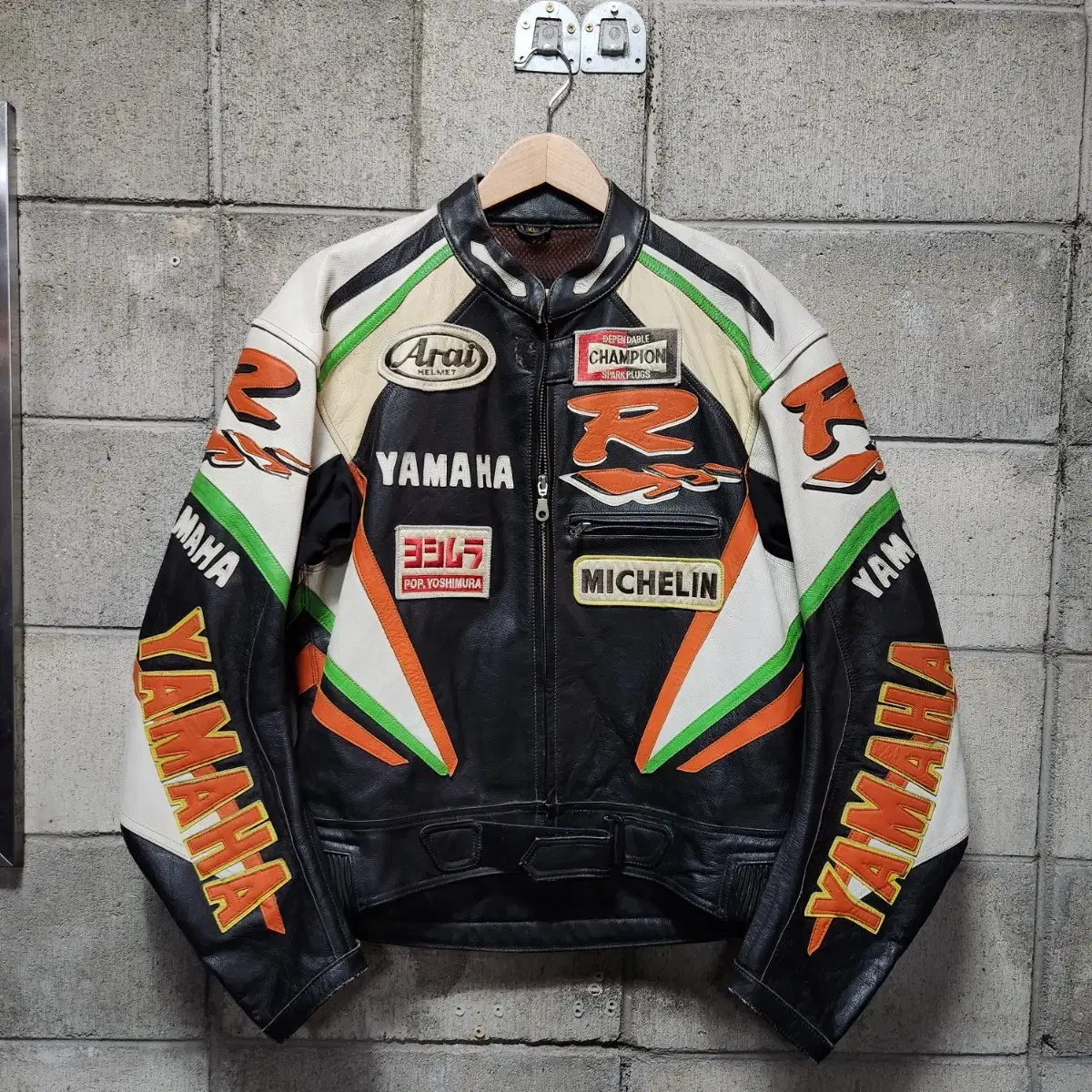 Weekend Sale)Yamaha Arai Patchwork Racing Cowhide Jacket L