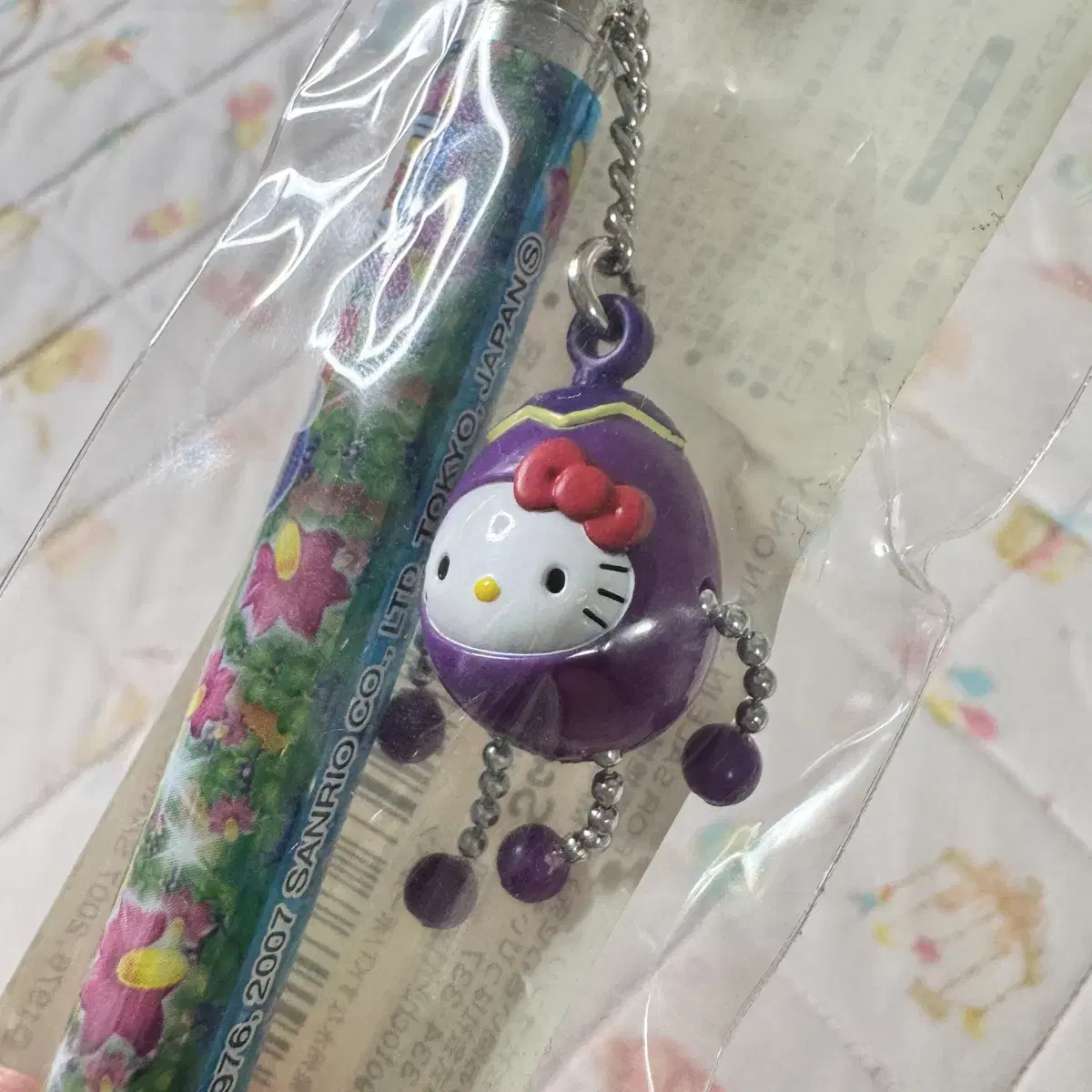 Osaka Senshu Limited Eggplant Dalang Kitty Ballpoint Pen / Kitty Strap Kits