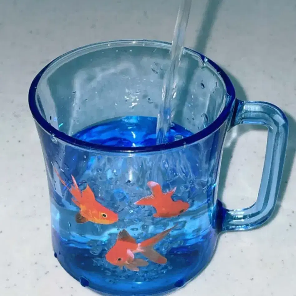 린콤마 금붕어 해파리 유리컵 fish jellyfish cup