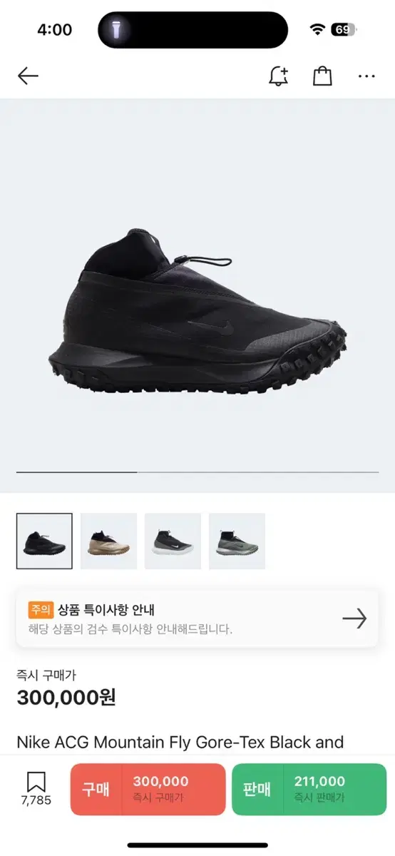 나이키 ACG Mountain Fly Gore-Tex Black 260