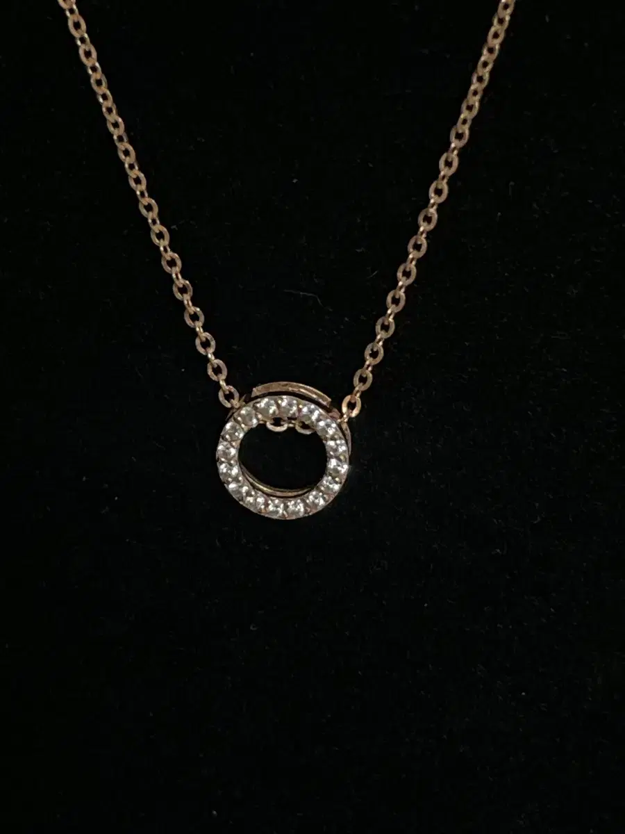 (14K/Gold)Cubic Ring Necklace Rose Gold