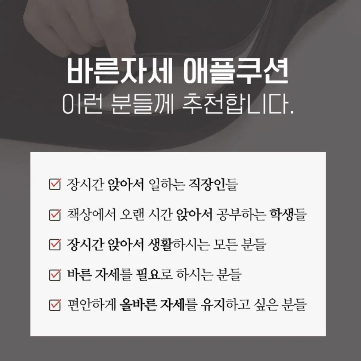 정가 3만원) 바른자세 매쉬 힙쿠션 방석 바디보감 애플쿠션 허리디스크