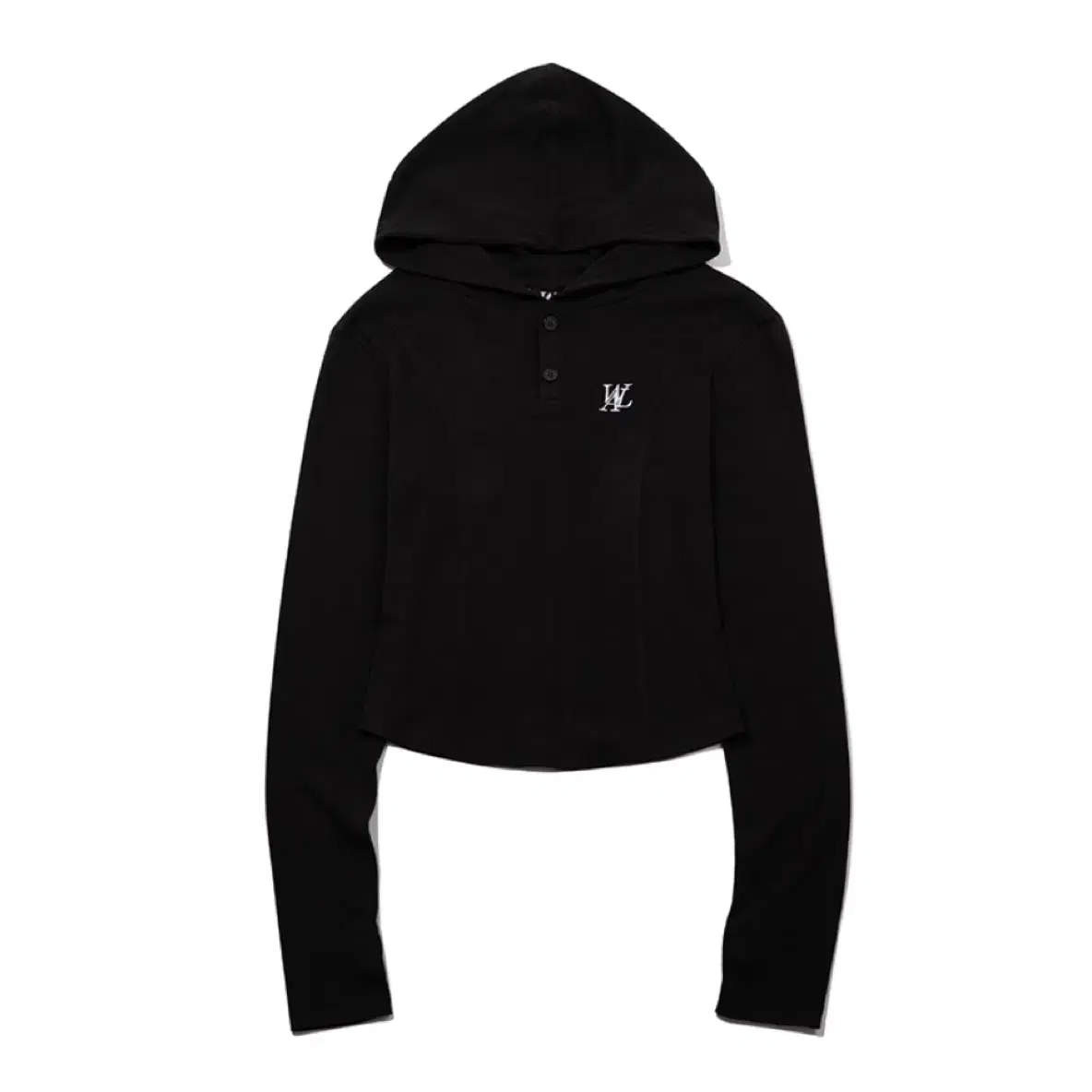 우알롱 Slim soft warmer hood T-shirt - BLAC