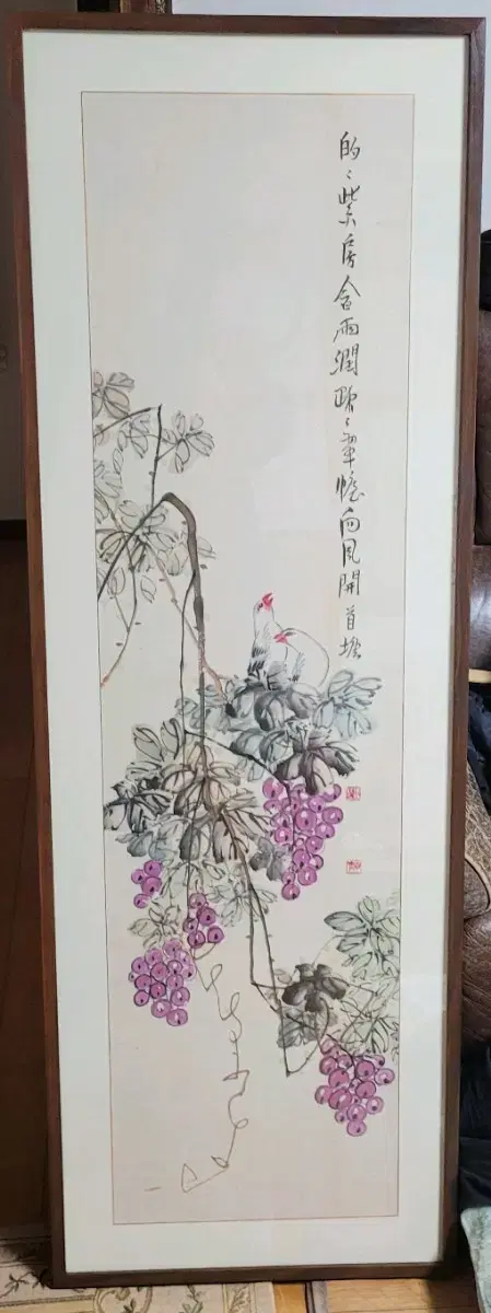 SuDang Seo Seonggeun Oriental painting Jibon Coloring Framed Painting Jo Do Bird Painting Cross sitting on the vine