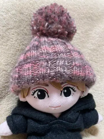 하피누이 니트 모자 차분한 핑크색 보롱 포함