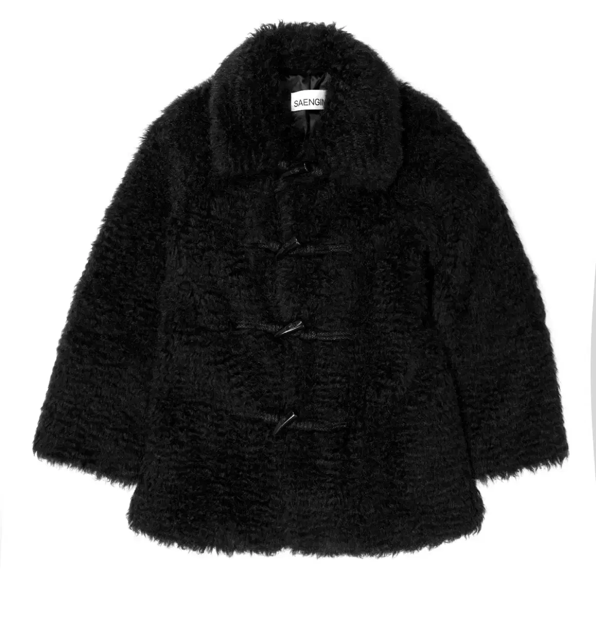 생긴스튜디오 NIMBUS TOGGLE FUR COAT - BLACK