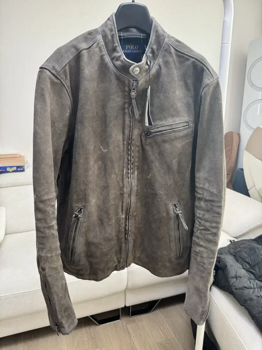 (M) Polo Caffe Racer Suede and Leather Jacket / RRL Roughout Newsboy