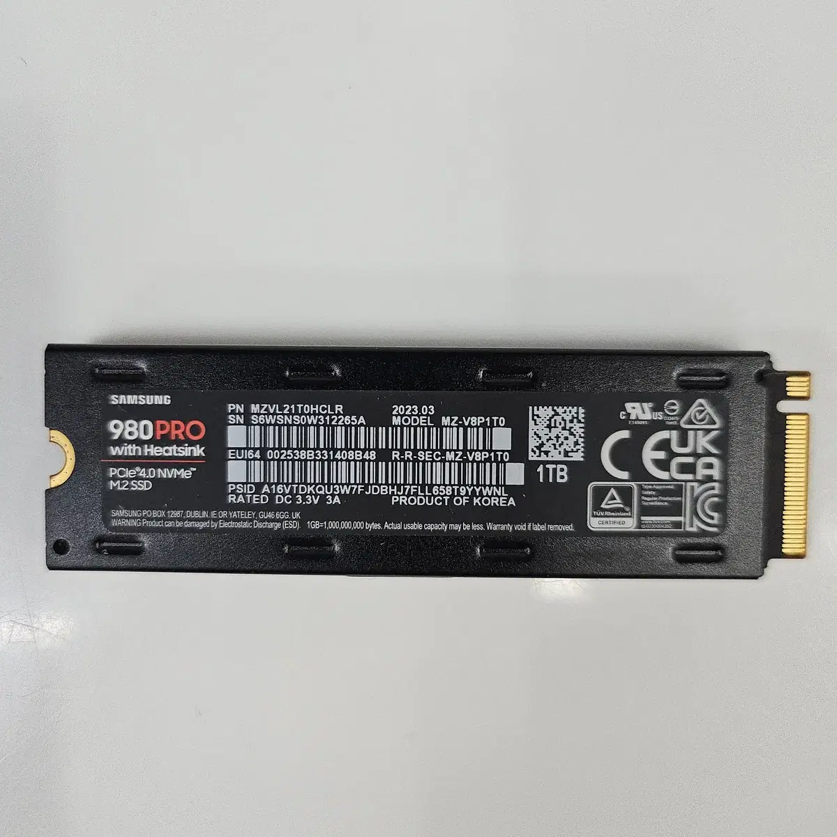 삼성 980 PRO 히트싱크 M.2 NVMe (1TB) AS 28년3월