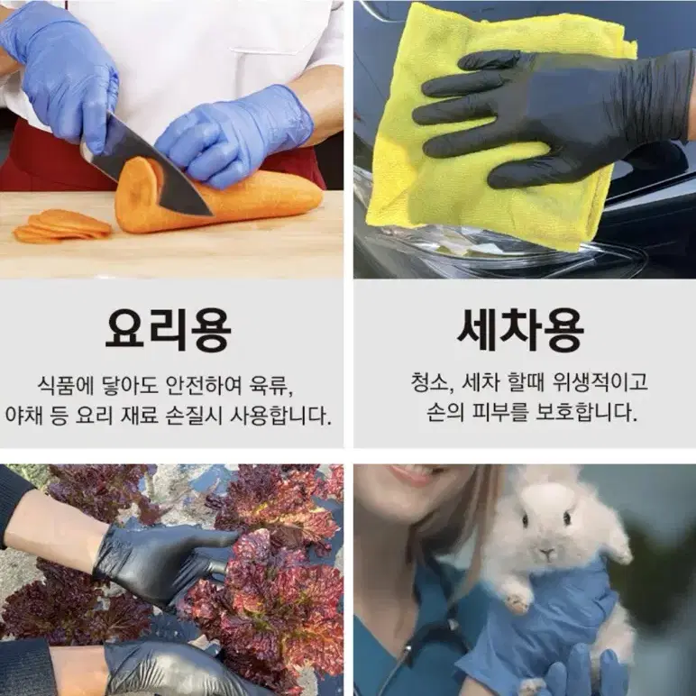 니트릴 미끄럼방지 위생장갑 100매 급식소 식당 청소 주방 미용실 병원