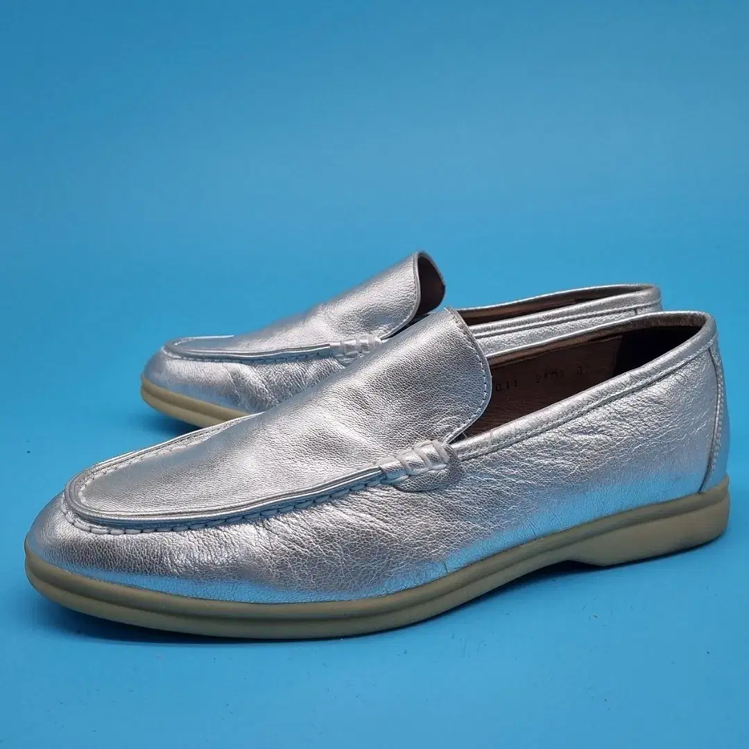 Misope Silver Women's Leather Slip-Ons250