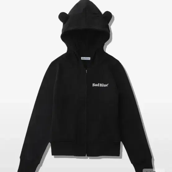 배드블루 ear zip up crop hoodie