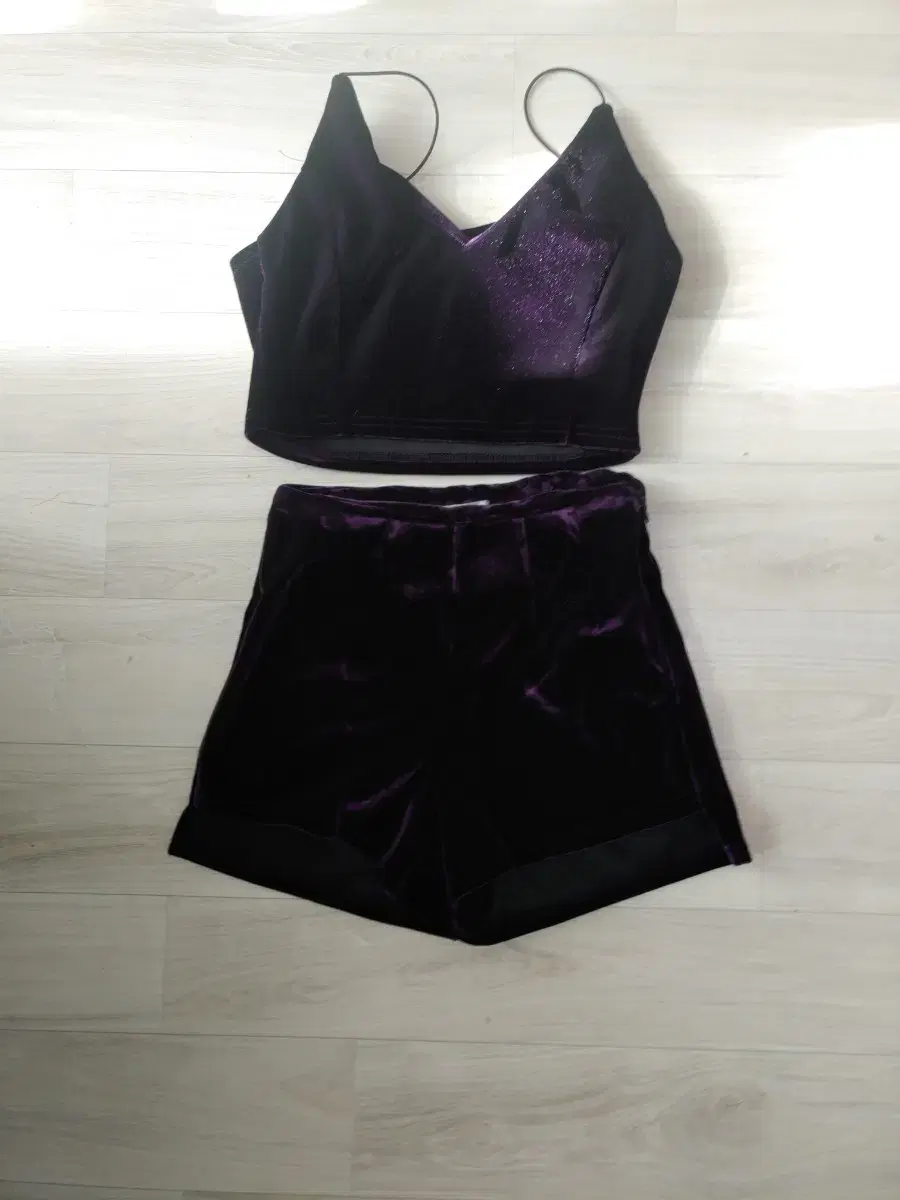 Velvet crop top and shorts set