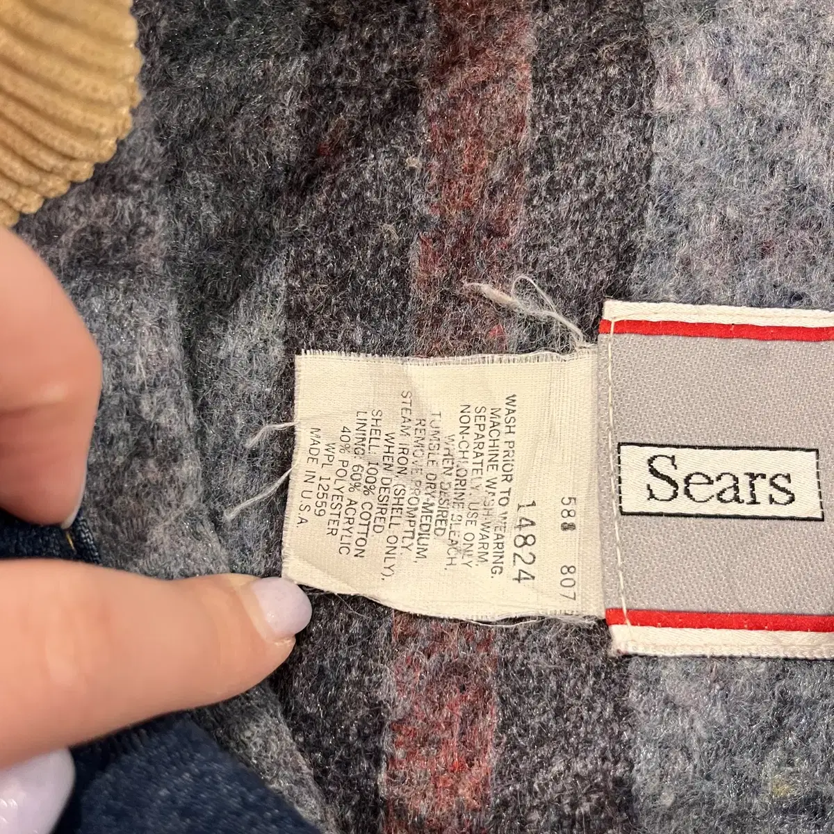 80s Sears 빈티지 데님 초어 코트 (made in USA)