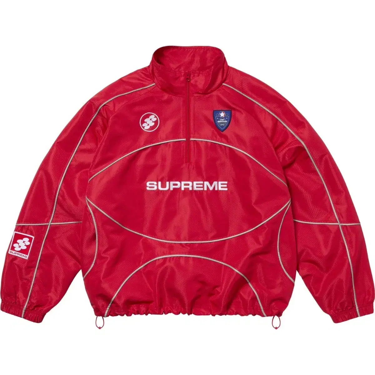 [NEW] 24FW Supreme Reflective Piping Pullover Red L