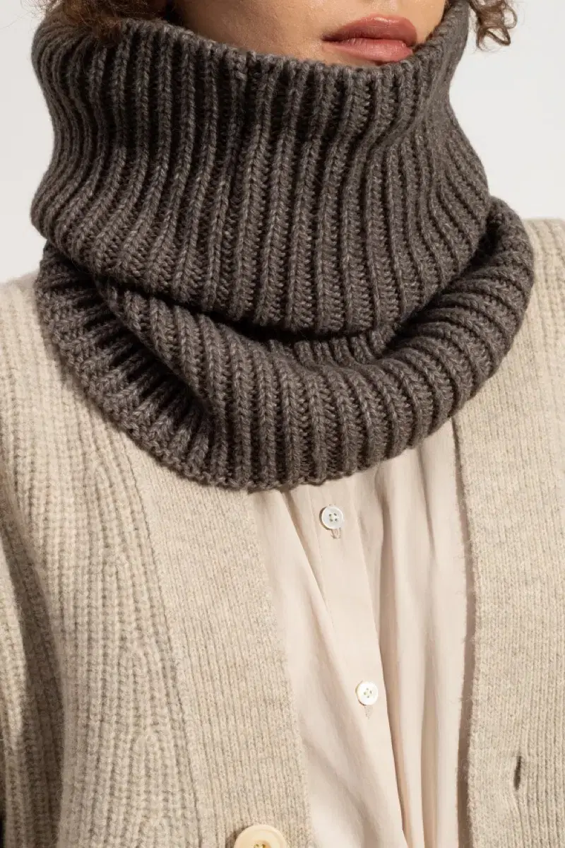 Lemaire 23FW Ribbed Snood Scarf Donkey Gray OS