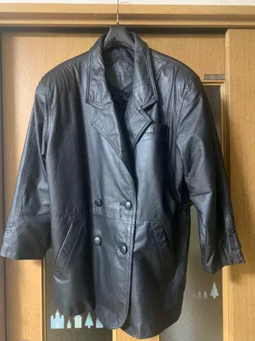 H.S.EXPRESS 천연 가죽 하프코트 자켓 레더 장 라이딩