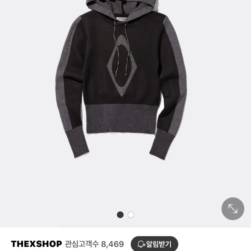 미스치프 RHOMBUS KNIT HOODIE-BLACK