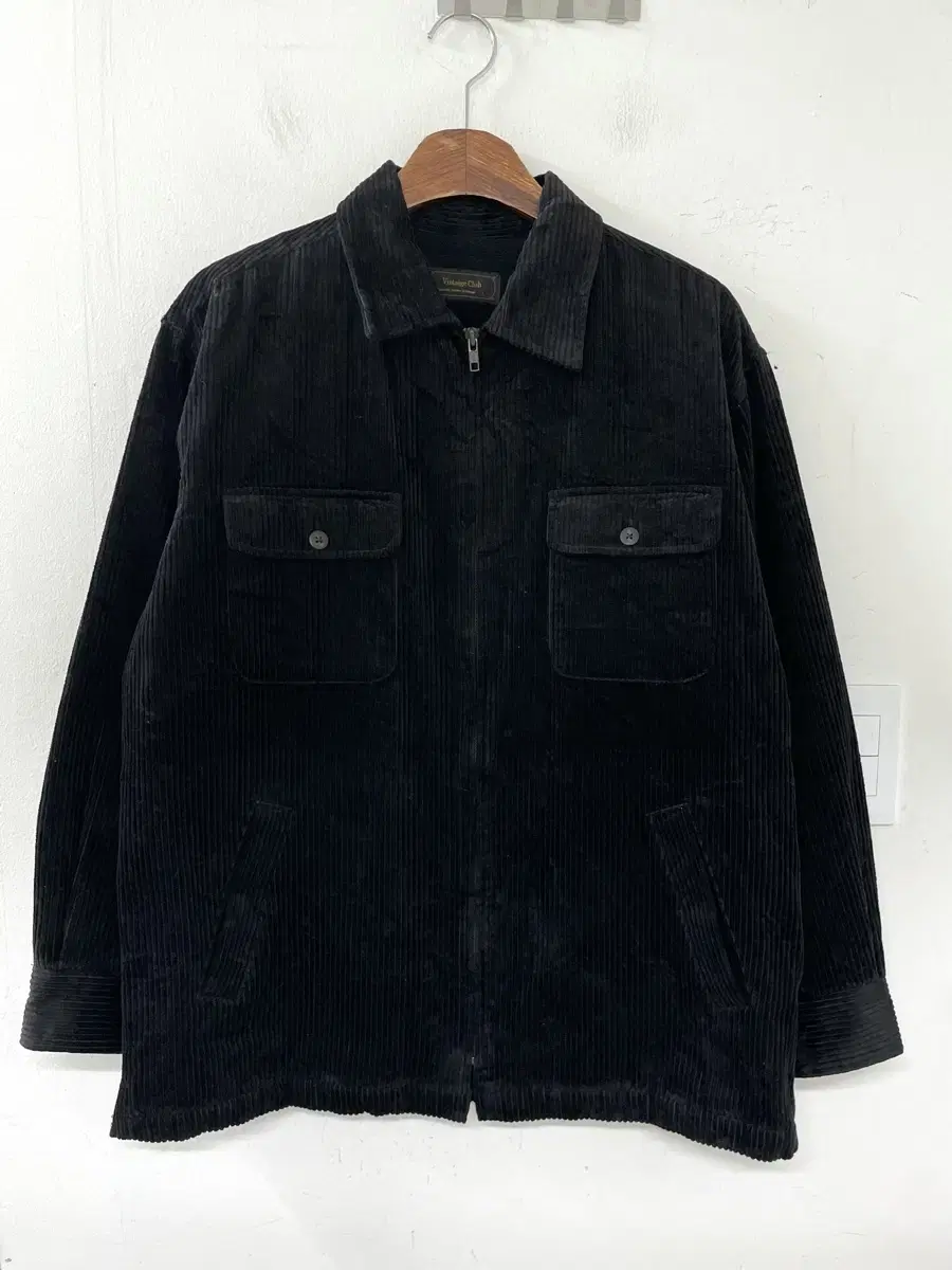 Vintage Club Unisex Corduroy Zip-up Jacket _ Black