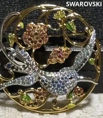 스와로브스키브로치 2003 애뉴얼 에디션 허밍 버드 꽃과 새 브로치