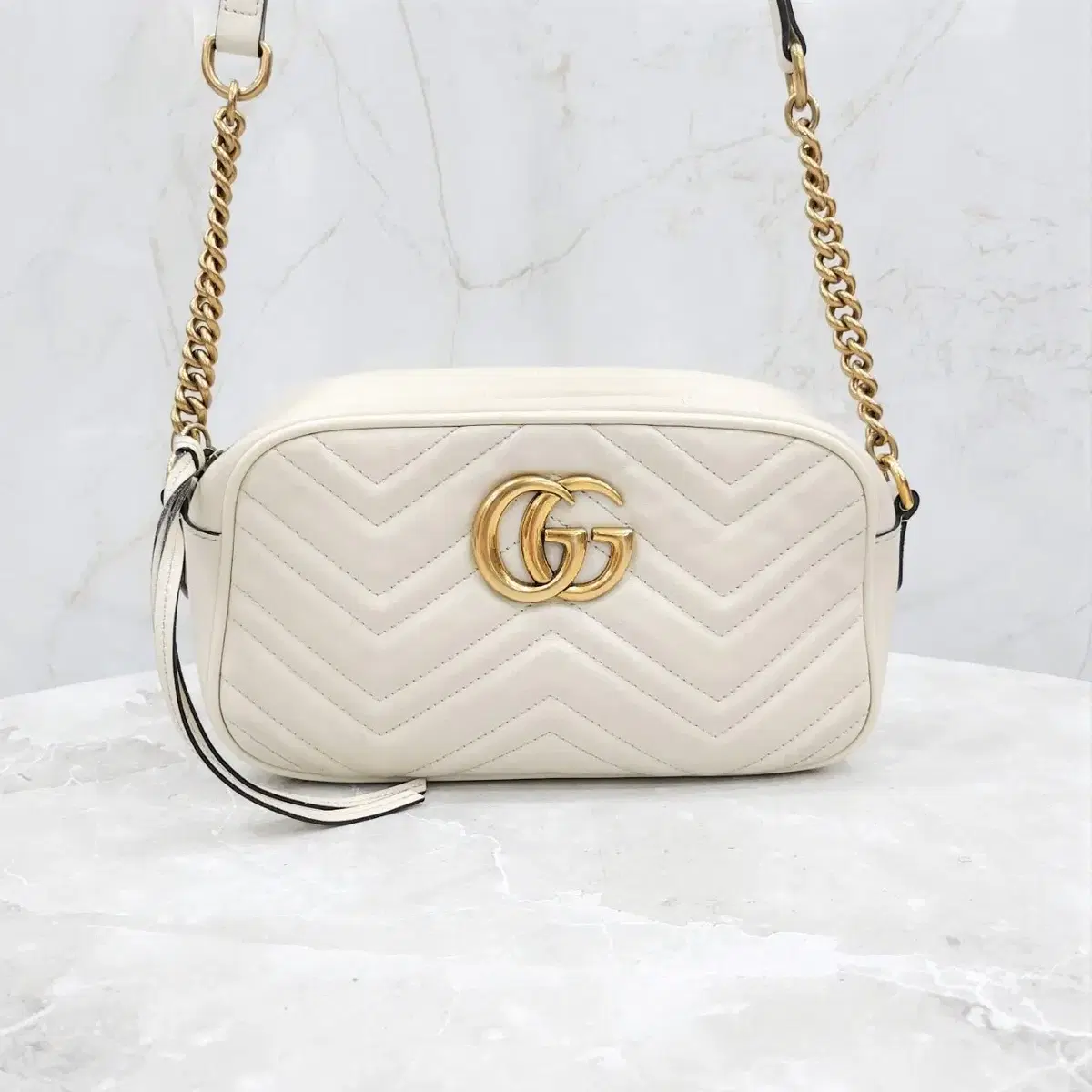 Gucci GG Mamont Ivory Small Matelassé Shoulder Bag