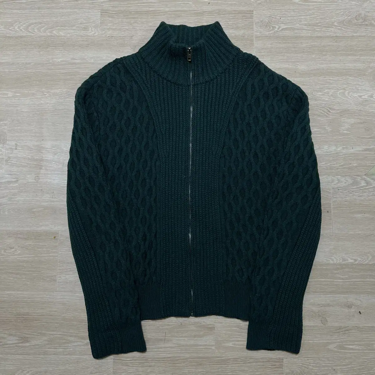 Hansom System High Neck Pretzel Knit Zip Up L/100