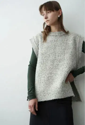 CLANE SIDE SIDE ZIP TWEED KNIT VEST