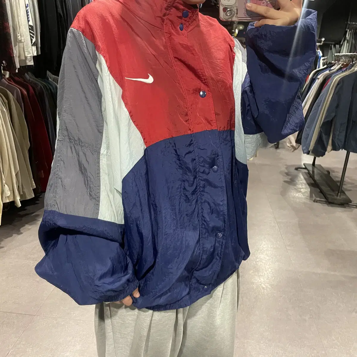 (310) NIKE 나이키 스우시 배색 올드스쿨 멀티바람막이 자켓