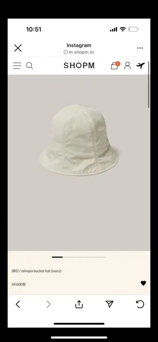 샵엠 버킷햇 새상품 olimpia bucket hat